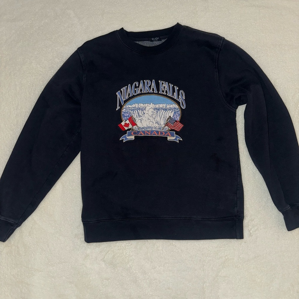 Brandy Melville Navy Blue Niagara Falls Crewneck